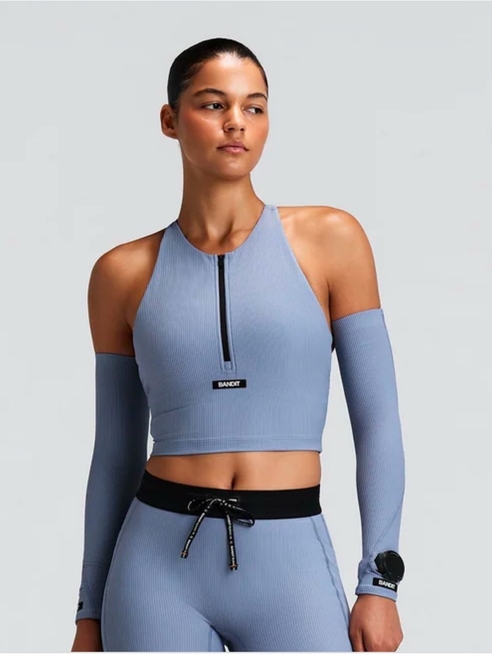 Bandit Running Cadence Zip Crop Top